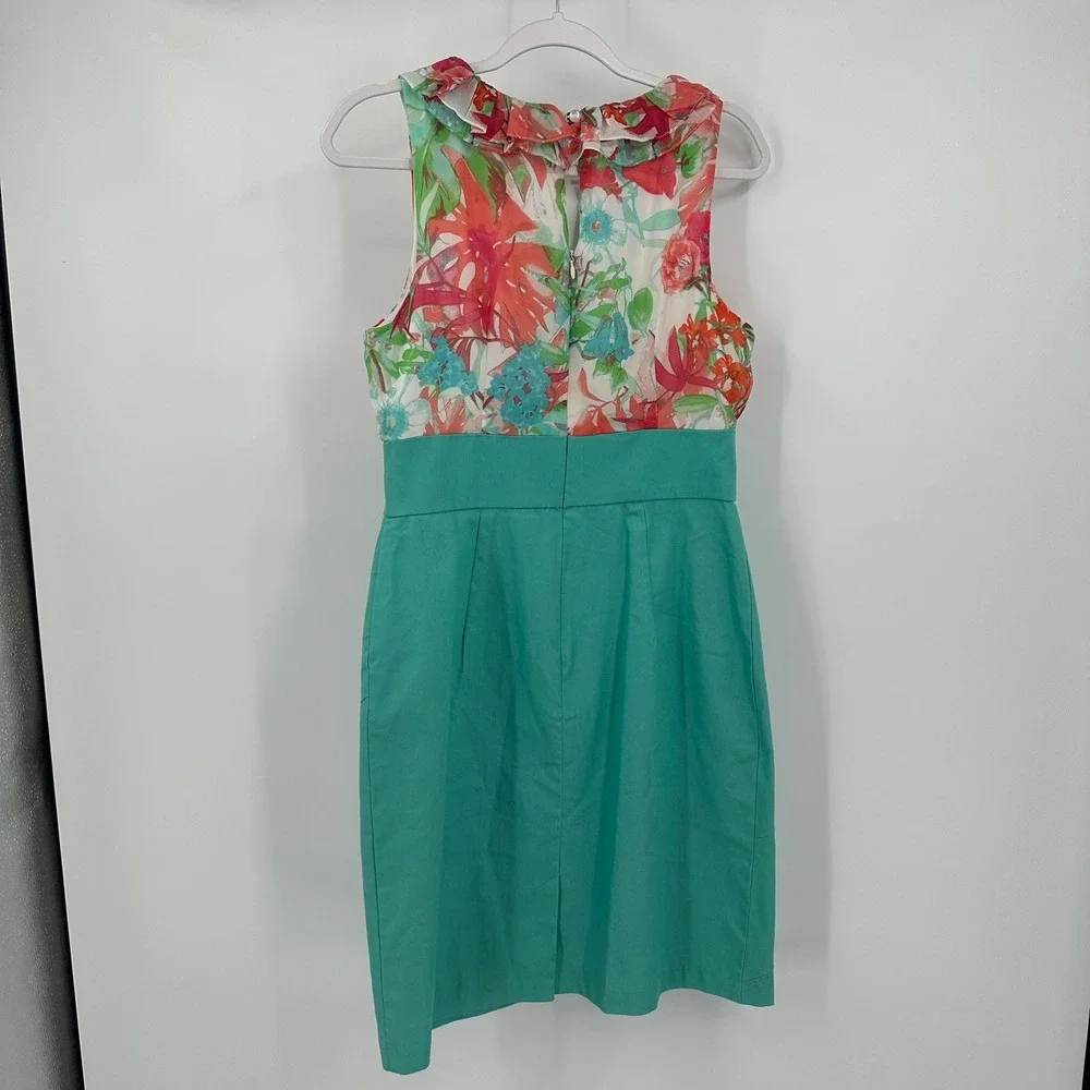 ALYX Womens Floral Ruffle Sheath Dress Size 10 Garden Party Feminine Brunch